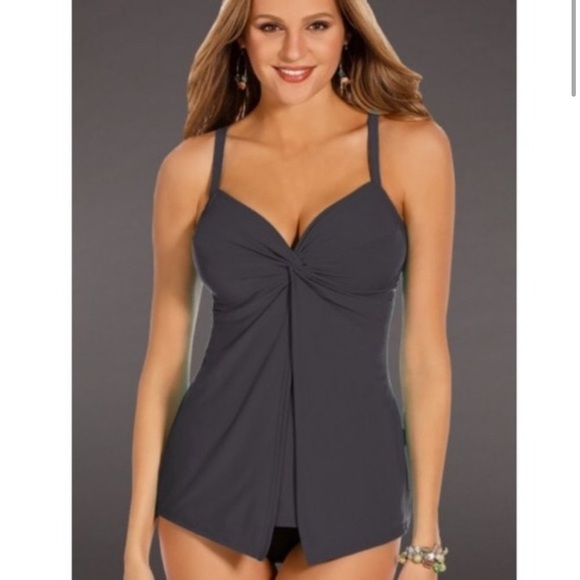 COPY - Miraclesuit love knot charcoal underwire tankini - Picture 5 of 9